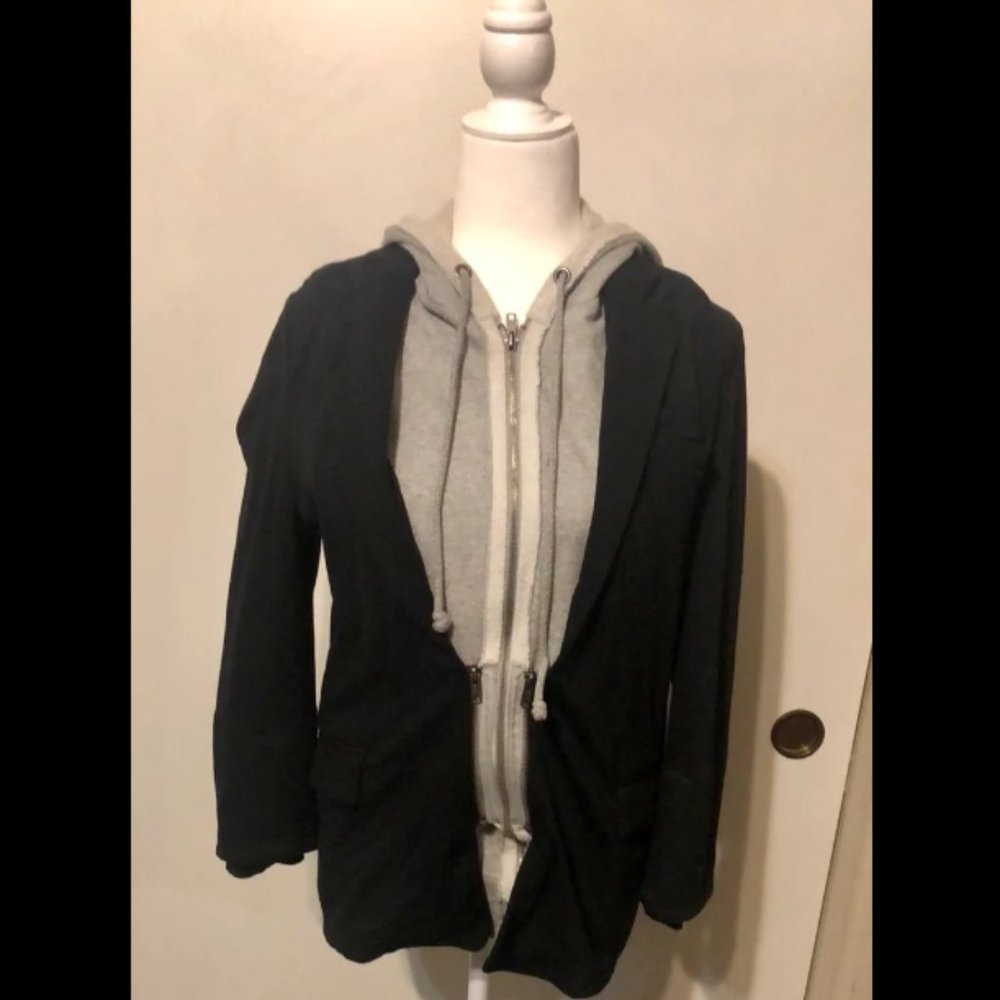 Women 2 Pieces Coat Jacket Cardigan Outterwear Grey and Dark Blue 2Pieces Size M